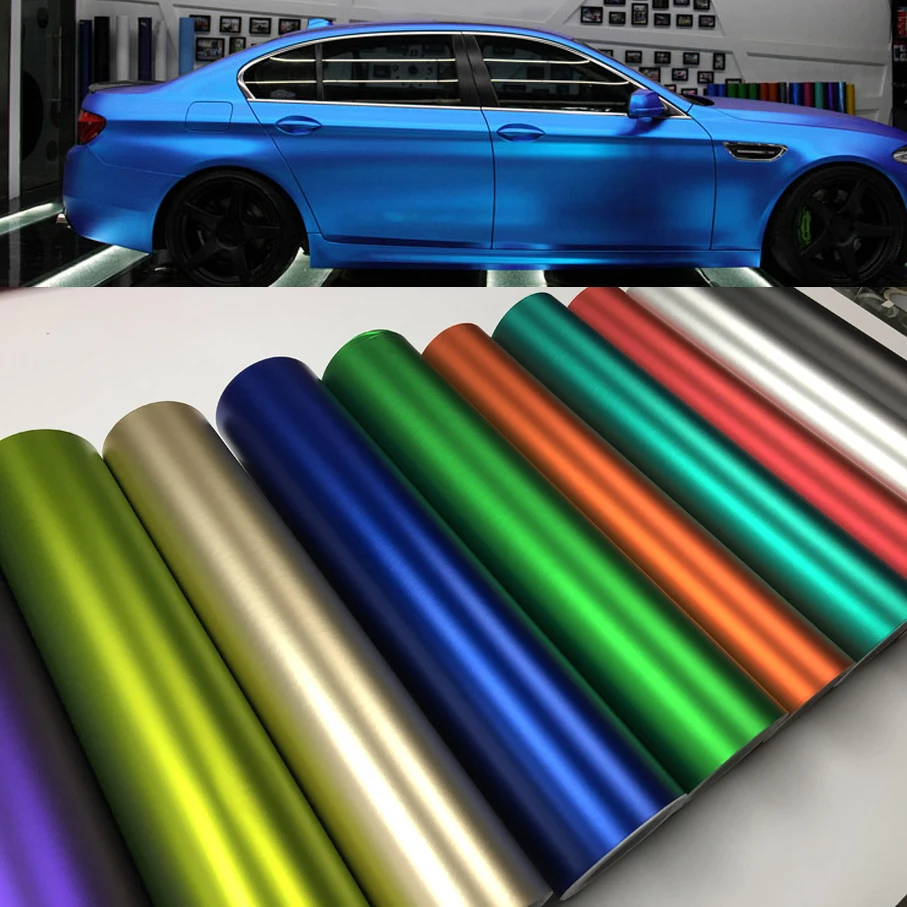 20/10/30/40/50X152Cm Premium Chrome Metallic Matte Blue Silver Vinyl Wrap Con Rilascio D'Aria Red Orange Car Wrap Foil