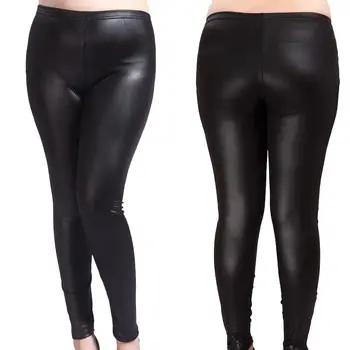 

Fashion Pants Women High Waist Faux Leather Skinny Leggings 2019 New Women Padded Stretch Pants Black