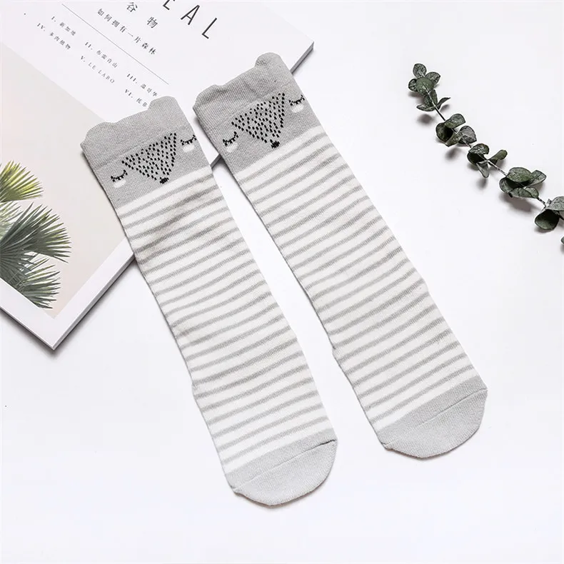 Grey Stripe Гольфы для малышей; нескользящие хлопковые детские носки для новорожденных мальчиков и девочек; колготки для маленьких девочек; гетры; носки - Цвет: Grey Stripe