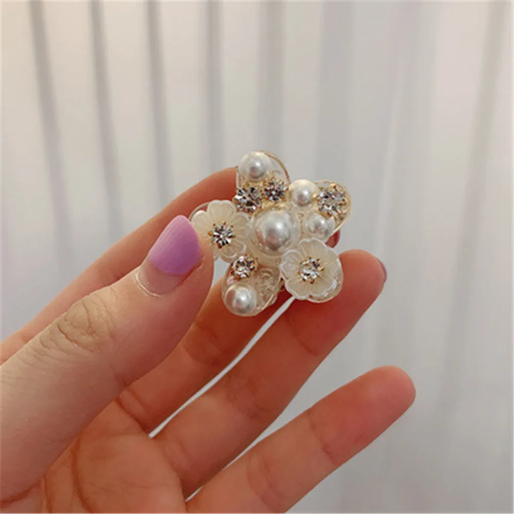 Модная Корейская заколка с жемчугом Стразы Цветочная пластина для волос