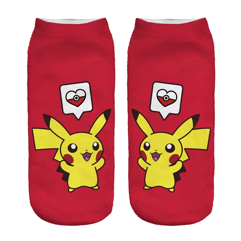 4 Новое поступление, Kawaii Harajuku, носки Пикачу с покемонами, женские короткие носки с 3D принтом, Новые повседневные носки, Meias - Цвет: 4