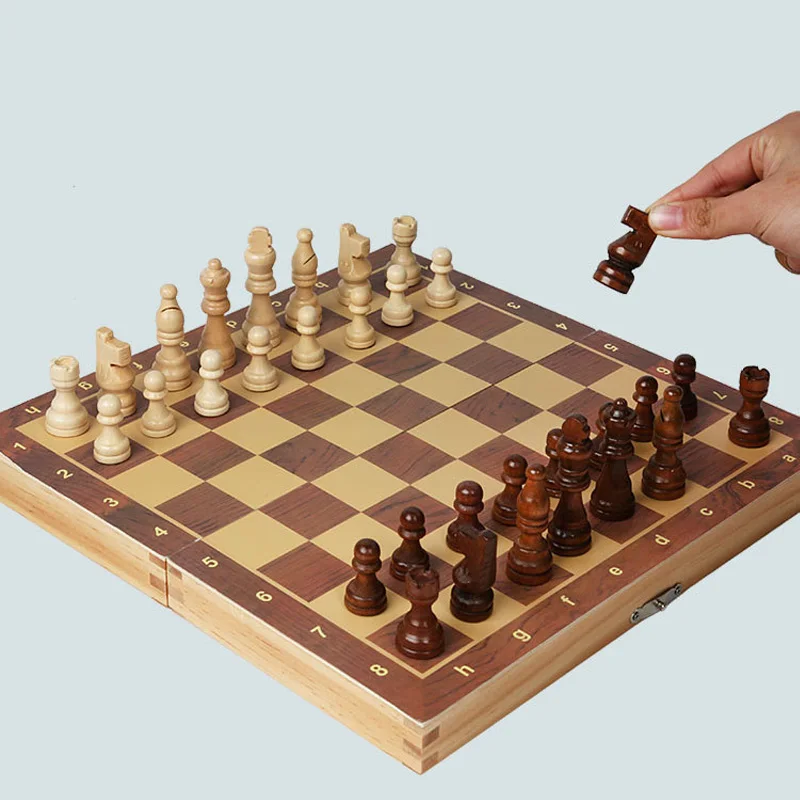 Jeu d'échecs pliant magnétique en bois