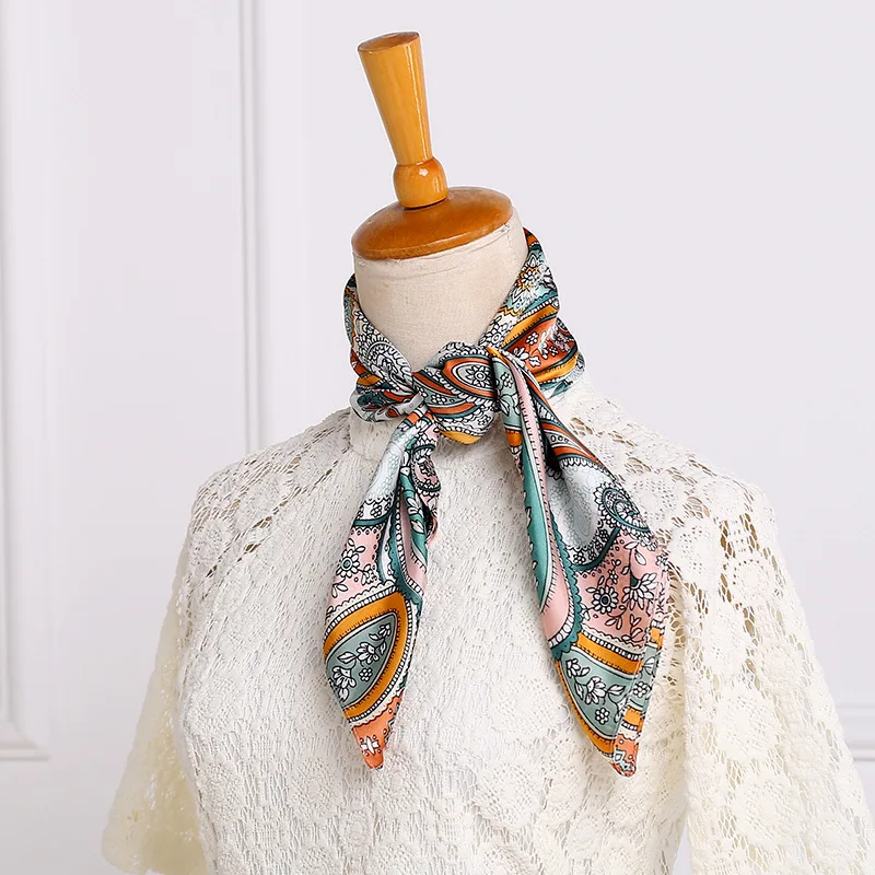 

New Style Spring Silk Scarves Cashew Kerchief Dress Collocation Small Neckerchief Candy-Colored Decorative Pattern Small Neckerc