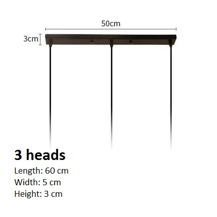 3 heads L 50 CM LuKLoy подвесной светильник Потолочная пластина подвесной потолочный светильник навес Подвесная лампа потолочная Роза - Цвет: 3 heads L 50 CM
