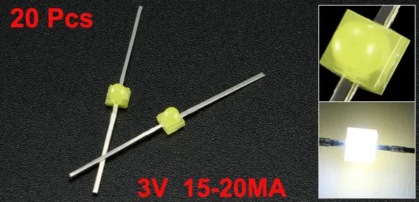 20pcs White Uxcell 2 В/3 в SMD сверхъяркий светодиодный светильник-чип, светящиеся диоды, низкий светильник, затухание, ультра-низкое тепловое значение, быстрый светильник - Цвет: 20pcs White