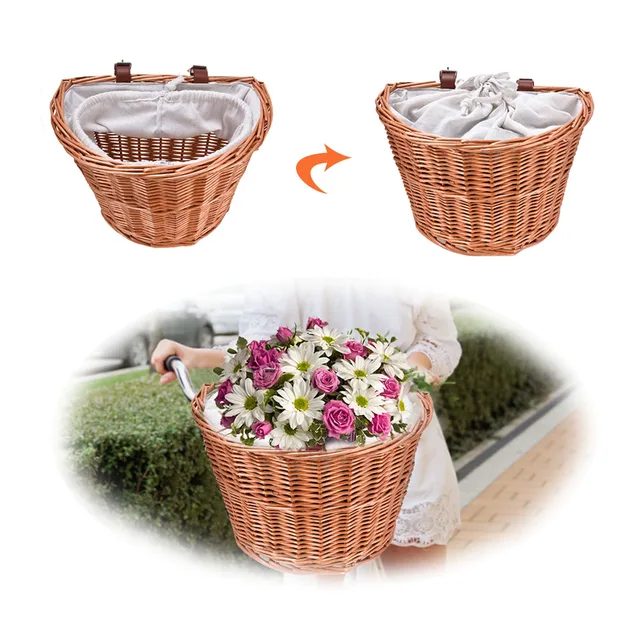 Cestino Bicicletta In Vimini Con Copertura - Per Animali Piccoli O Oggetti, Universale