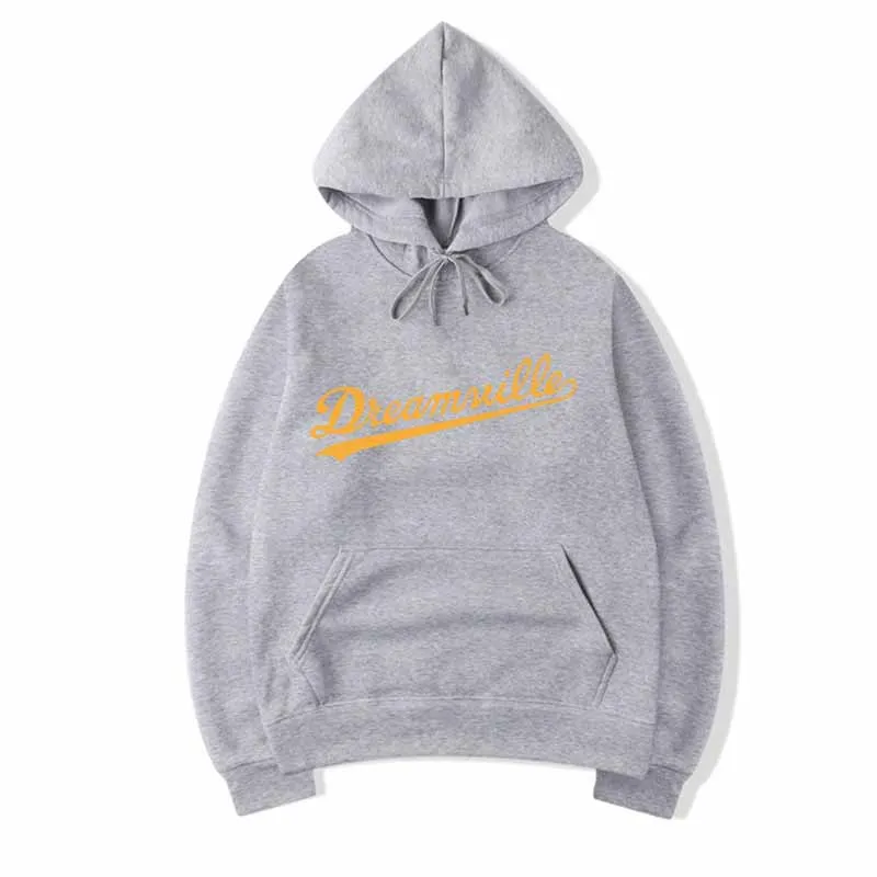 Толстовки новос толстовки хип-хоп dreamville j cole logotipo com capuz carta presa j cole com capuz inverno - Цвет: gray