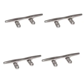 

New Product In Silver Boat Rope Cleat Marine 4Pcs Silver Stainless Steel 150mm Parts Accessories