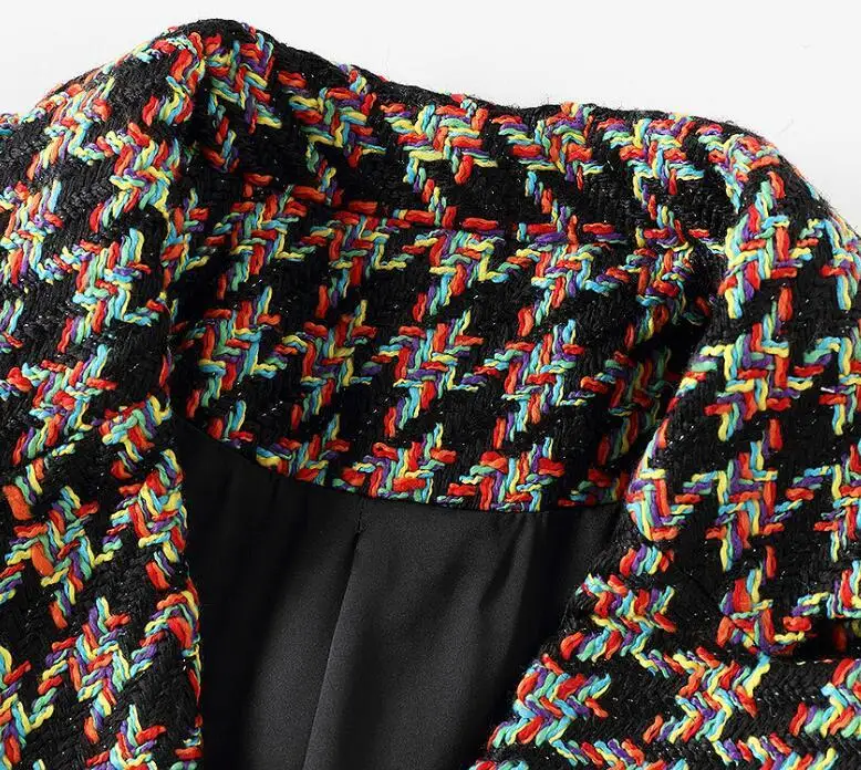 Женские блейзеры и куртки Slim Fit винтажное Ретро клетчатое шерстяное твидовое пальто элегантное двубортное осенне-зимняя верхняя одежда Топы