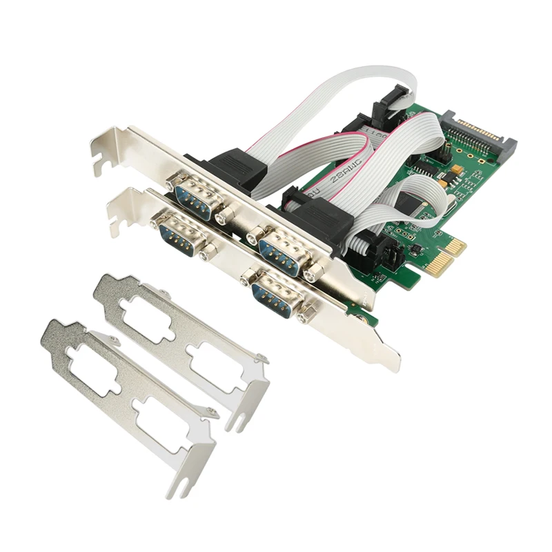 PCI-Express мульти-плата последовательного доступа PCI-E 4 Порты и разъёмы RS232 плата последовательного доступа контроллера PCIe с ttl Уровень 1-ПИН-кода 9-контактный разъем Питание для банковских чеков