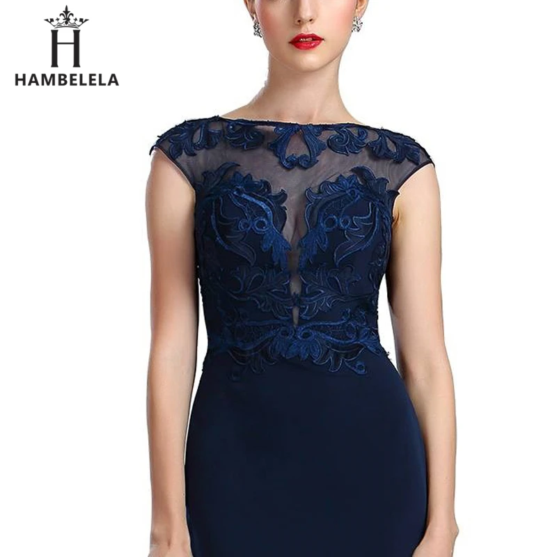 HAMBELELA Formal Evening Party Dresses 2020 New Mermaid O Neck Short Sleeve Lace Appliques Tulle Long Party Gowns Robe Soiree (1)