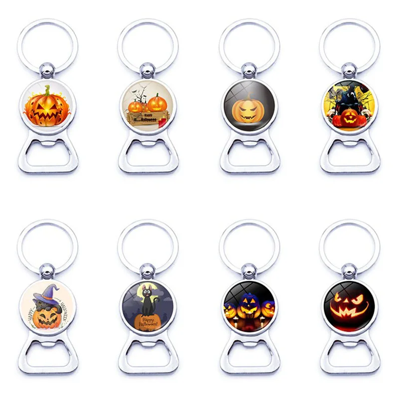 

Accessories Halloween Pumpkin Time Stone Bottle Opener Keychain Pendant Metal Key Ring Small Gifts