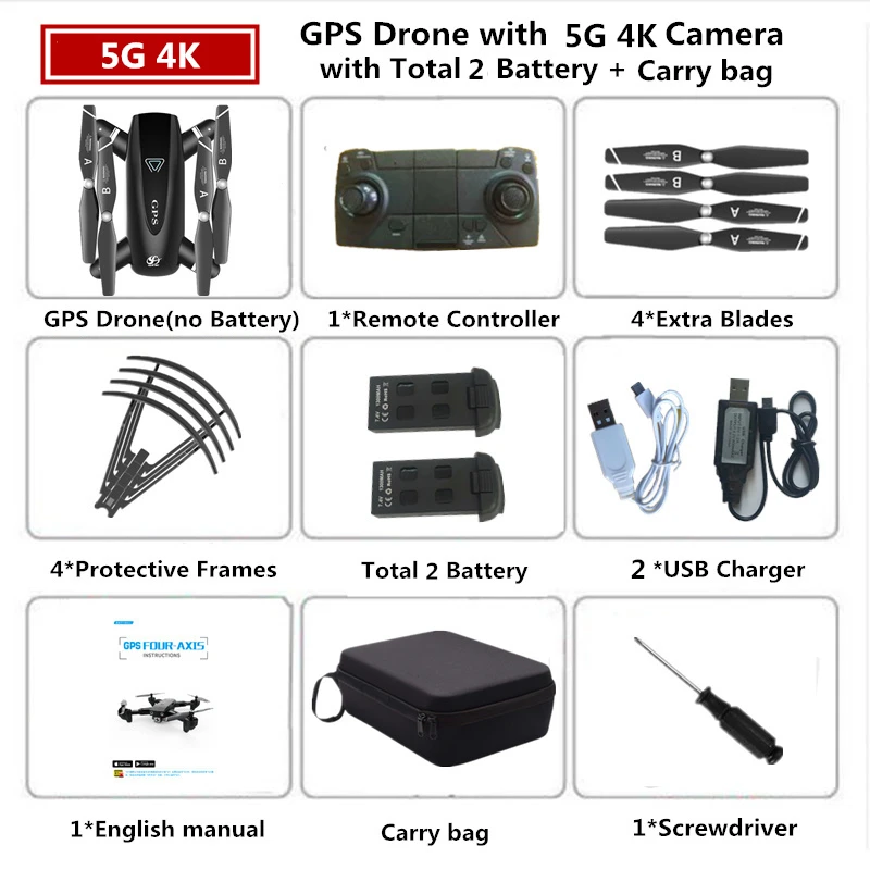 S167 RC Дрон с GPS 4K Квадрокоптер с 4 K/1080 P 5G WiFi FPV HD широкоугольная камера складной Квадрокоптер Дрон VS E58 SG906 F11 XS812 - Цвет: 4K 5G Carry Bag 2