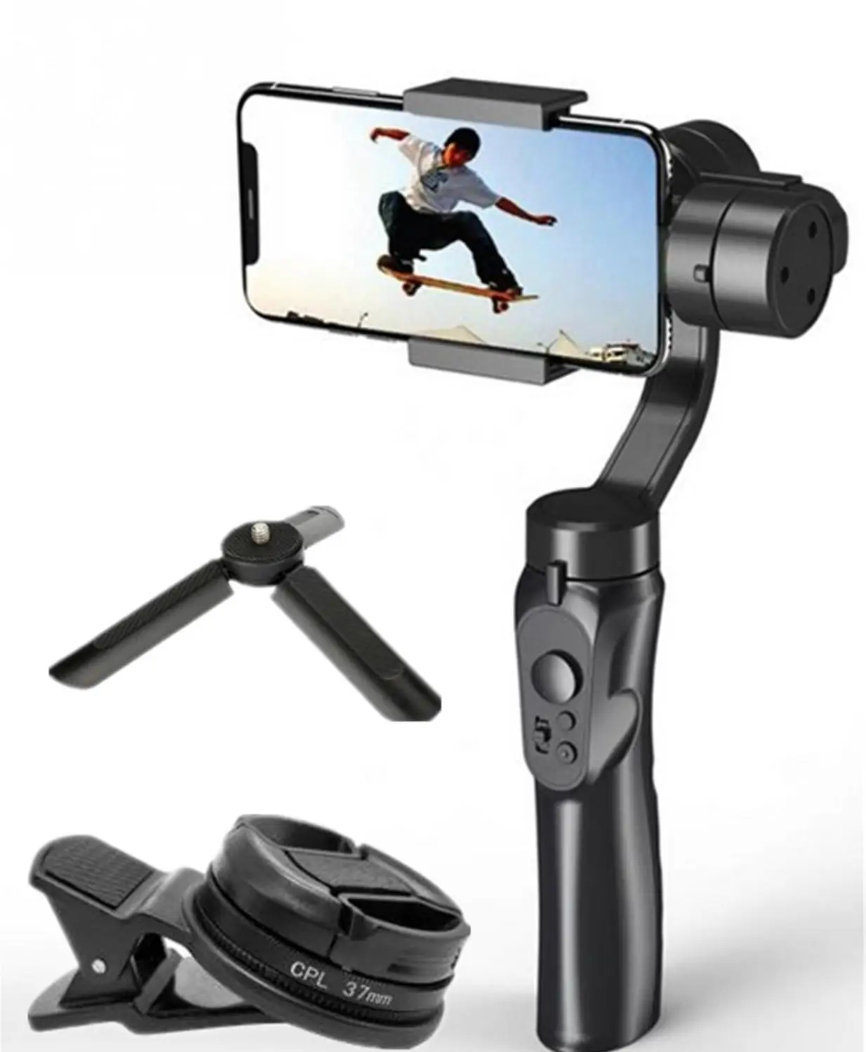 H4 tripod and Lens Напольный держатель 3-осевой гибкий H4 ручной шарнирный стабилизатор для камеры для iPhone 11 7 8 для huawei samsung смартфон PTZ экшн Камера - Цвет: H4 tripod and Lens