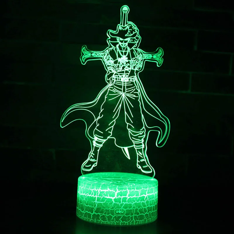 Novelty Lighting One Piece Anime 3D illusion LED Lamp Luffy Zoro Model Night LightsKids Room Decoration Creative Christmas Gifts