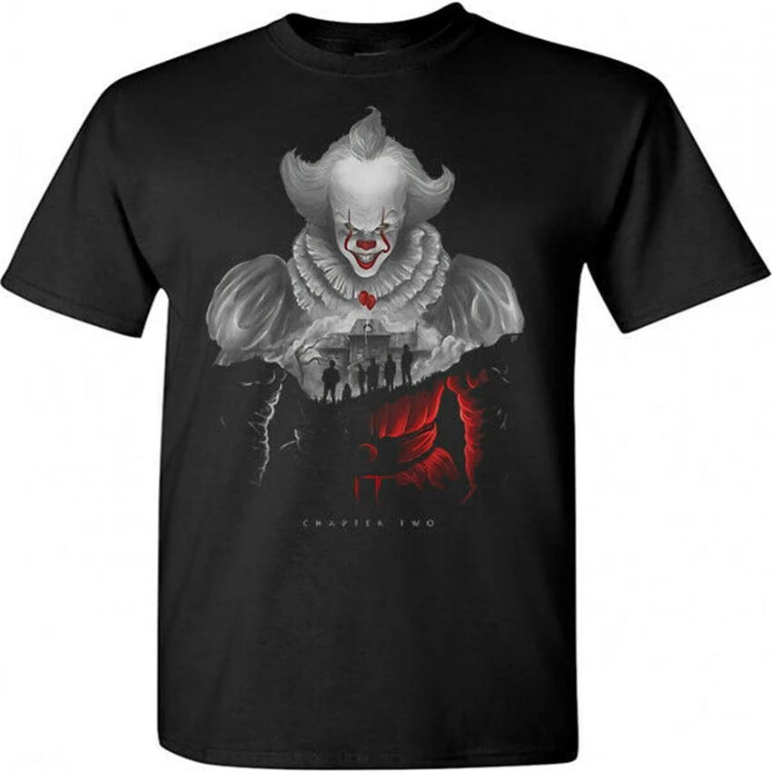 

New It Chapter 2 Pennywise Movie 2019 Horror Black T Shirt Size S M L Xl 2Xl Gyms Fitness Tee Shirt