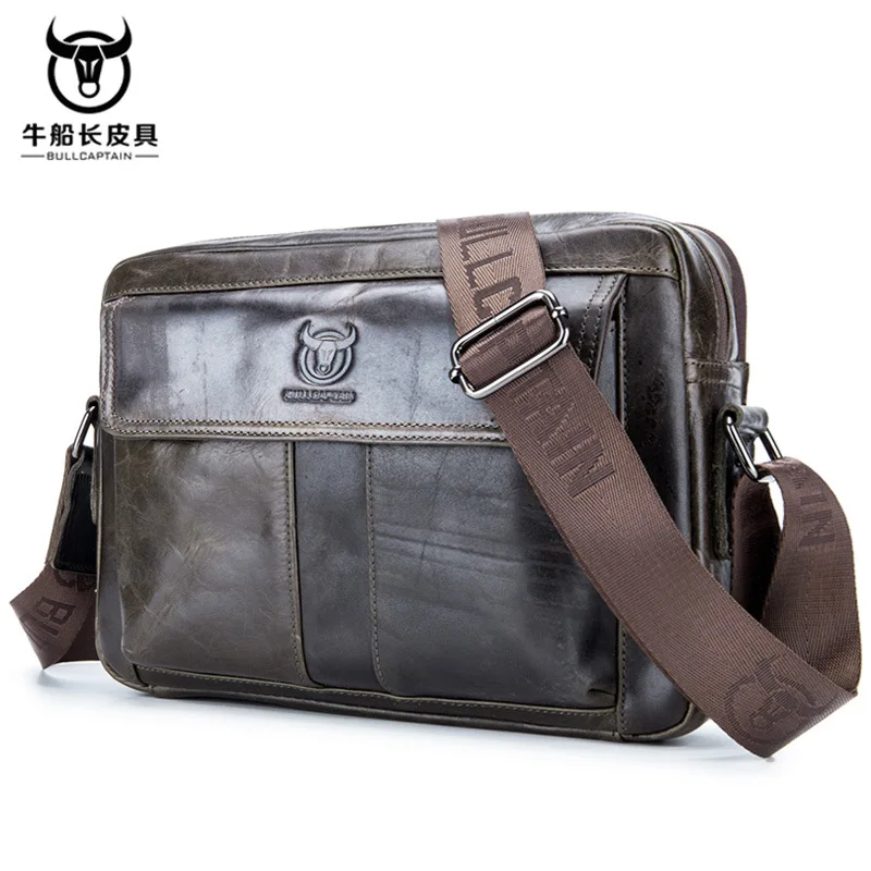 

2018 New Style Bull Captain Leather Goods Full-grain Leather Shoulder Sports Casual Genuine Leather Cross iPad Men's Bag