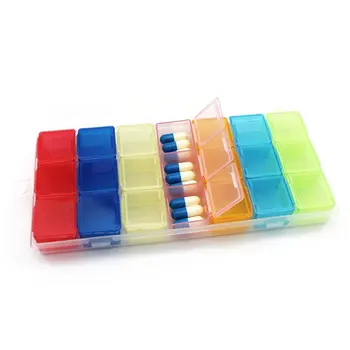 

Colorful 21 Grids Weekly 7 DaysTransparent Home Pill Box Travel Jewelry Case Storage Organizer Compartment Container Storage Box