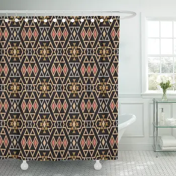 

Pattern Dark Colored Aztec Abstract Tribal Ethnic American Boho Shower Curtain Waterproof Fabric 72 x 78 Inches Set with Hooks