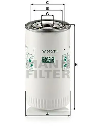 Фильтр масляный W950/13 MANN-FILTER W 950/13