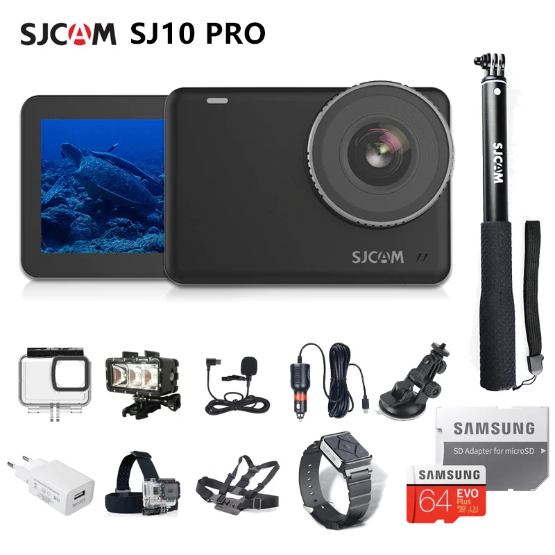 Waterproof Action Camera SJCAM SJ10 Pro Gyro EIS Supersmooth 4K 60FPS WiFi Remote 1300mAh Battery Ambarella H22 Chip 10m Body DV