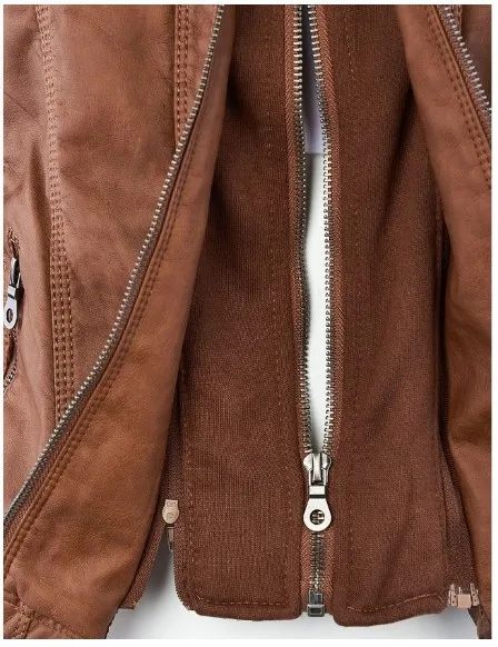 Cross Border Amazon Hot Selling Europe And America Long Sleeve Women's Zipper PU Leather Large Size Coat Short Leather Jacket Wo