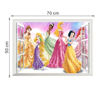 

Disney Princess 3Dview Window Cartoon Wall Stickers For Kids Rooms Wall Decals Home Decoration