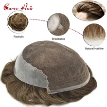 Французский кружевной парик для мужчин, завязанный вручную мужской парик из натуральных волос Q6
