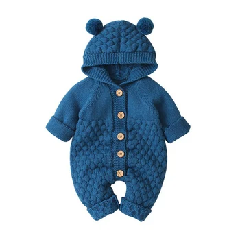 

Baby knit Rompers Cartoon Bear Knitted autumn Newborn Boys Jumpsuits Clothes winter Long Sleeve Toddler Sweater Children Overall