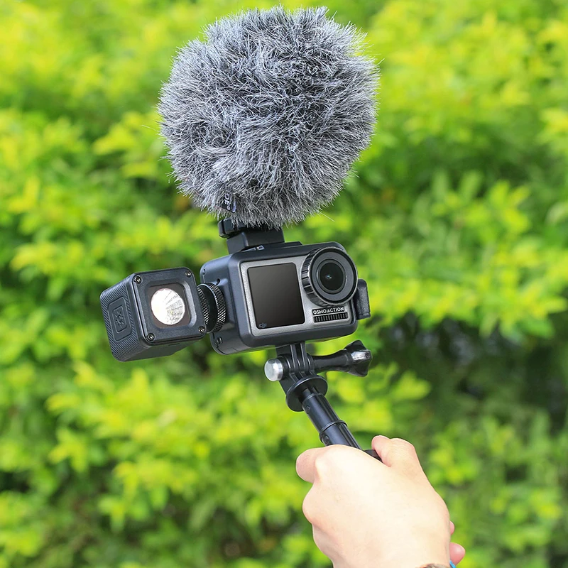 Ulanzi OA-7 Пластик Vlog чехол для Dji Osmo действий со крепление для микрофона видео для чехол с двойным креплением для вспышки «Холодный башмак»