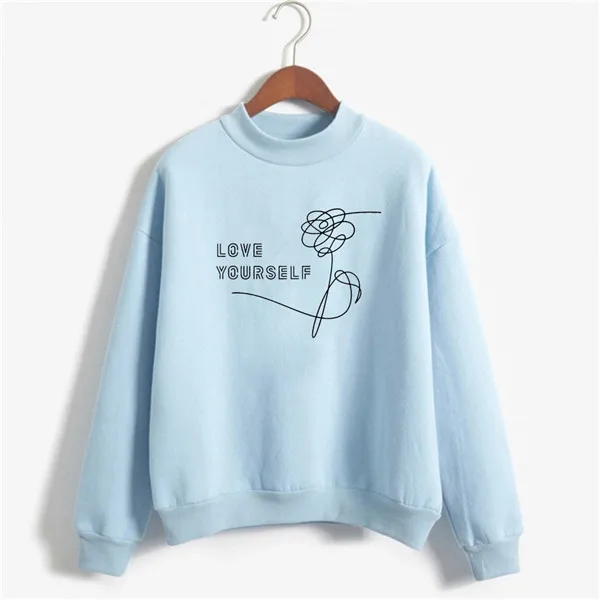 Harajuku Kpop Love Yourself Felpe Roupas толстовка с капюшоном женская одежда больших размеров, толстовка с капюшоном - Цвет: sky blue