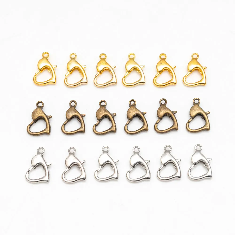 

10x8mm 50PCS/lot Zinc alloy Lobster clasp heart-shaped Gold plating Screw Clasps Necklace Bracelet DIY Jewelry Making