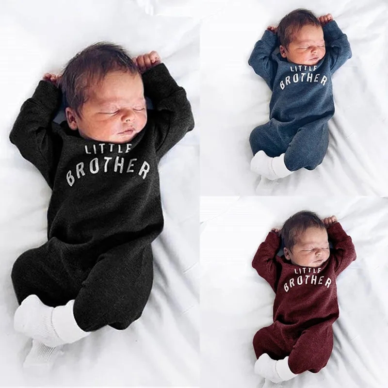 

Newborn Baby Romper 2019 New Baby Boys Clothes Jumpsuits Letter Printed Autumn Winter Warm Long Sleeve Rompers Children Clothes