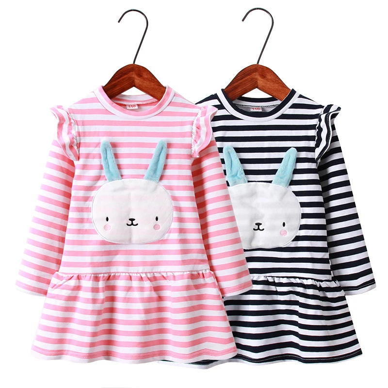 

Girls Dress Cotton Cartoon Bunny Long Sleeve Princess Dress Kids Clothes Baby Party Dress For Girls Clothing 2 3 4 5 6 7 Years