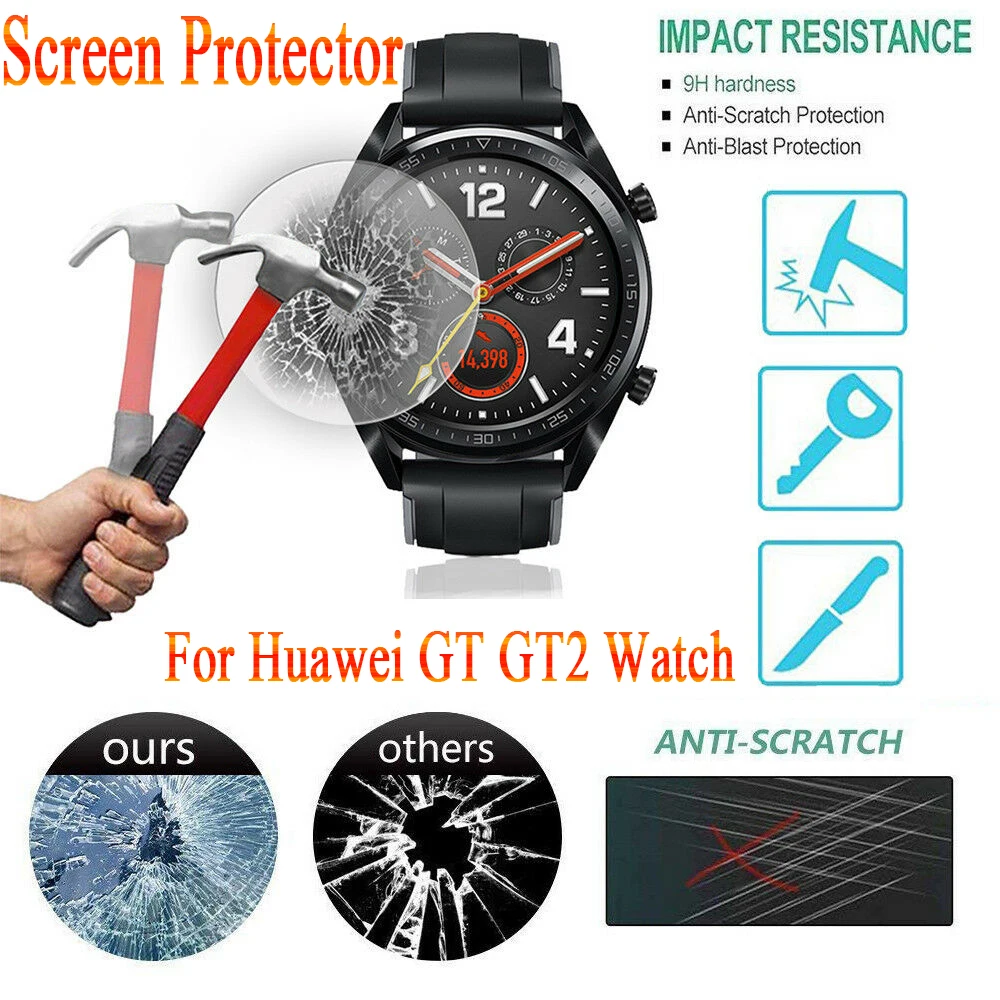 Противоударное Защитное стекло для экрана для huawei GT GT2, Защитная пленка для экрана часов, закаленное взрывозащищенное защитное стекло с защитой от царапин