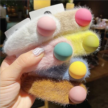 

Lovely Curly hairy BB Hair Clips For Women Girls Fashion Hair Accessories Barrettes Water-drop Fur Plush Hairpins