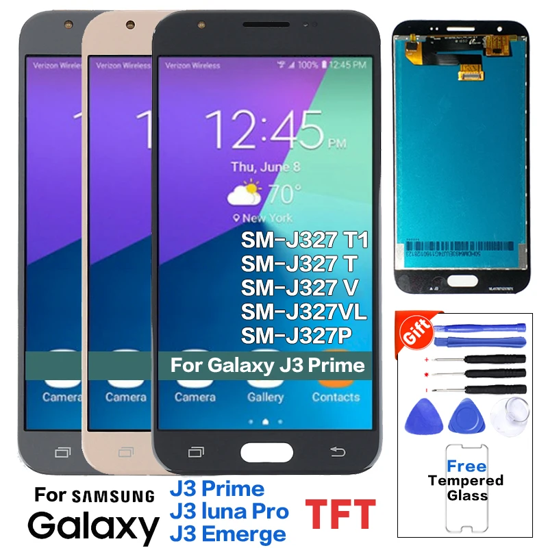 Для SAMSUNG Galaxy J3 prime 2017 Emerge J327 J327P J327A ЖК сенсорный экран дигитайзер в сборе запасные