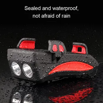 

4 In 1 Bicycle Phone Holder LED Bike Headlight USB Charge Treasure with Horn Waterproof AS99