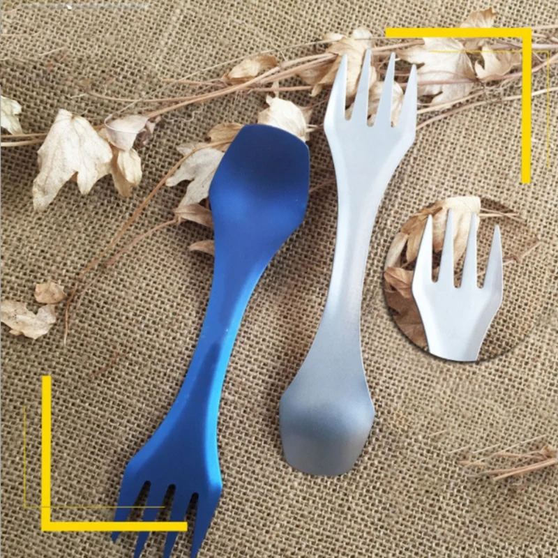 

3-in-1 Titanium Spork Flatware For Outdoor Camping Hiking Picnic Tableware Fork Spoon Portable Tool