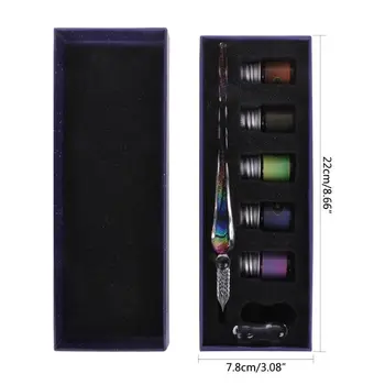 

Crystal Starry Sky Glass Ink Pen Glass Dip Pen For Writing Fountain Pen Set Gift M0XB