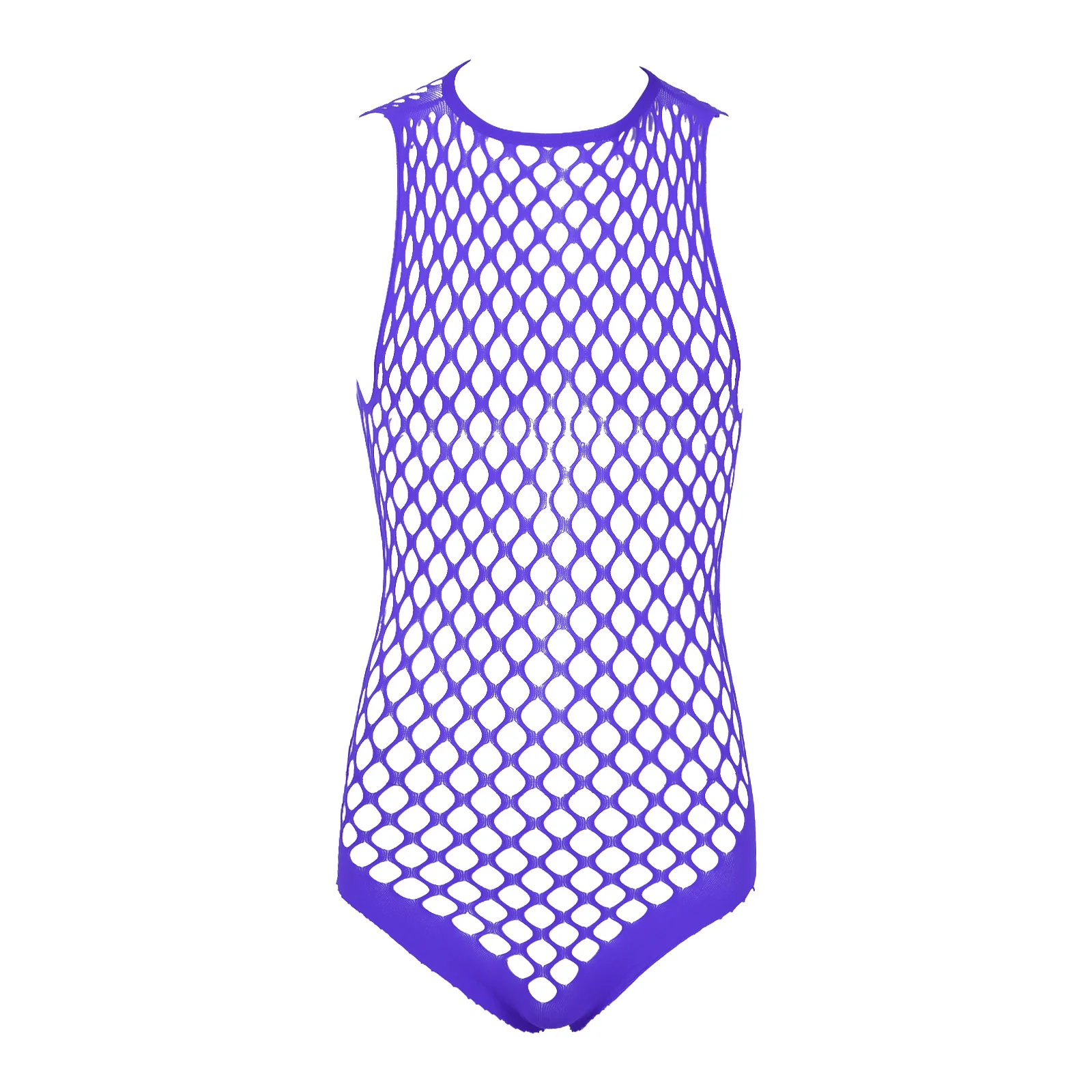 Men Sexy Underwear Hollow Out Netted Bodystockings Halter Neck Sleeveless See-through Fishnet Stretchy Bodysuits Nightwear men bodysuit jumpsuit