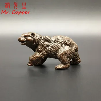 

Antique Bronze Polar Bear Statue Decorations Solid Copper Big Brown Bear Miniatures Figurines Strong Animal Sculpture Tea Pets