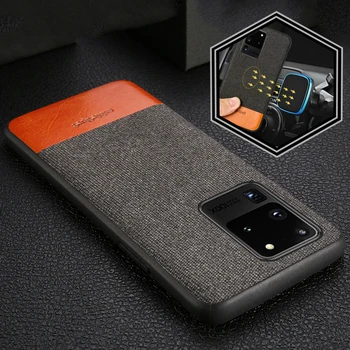 

Canvas + Leather Magnetic Smartphone Phone Case for Samsung Galaxy S20 Ultra S20 Plus S20 Note 10 S10 Plus S9 A50 A51 Back Cover