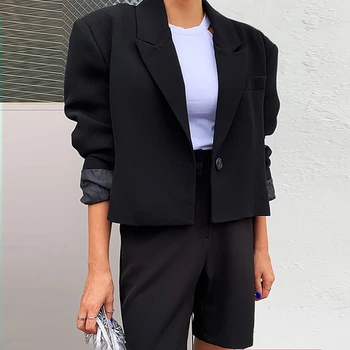 

Korea High quality Suit set Woman 2020 Spring summer new Short style Loose blazer + half shorts Temperament 2 pieces set YJ108