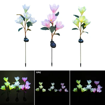 

Inserting Landscape Light Simulation Solar Powered Auto On Off Lawn Lamp Magnolia Flower Shape Garden Lighting Waterproof Yard