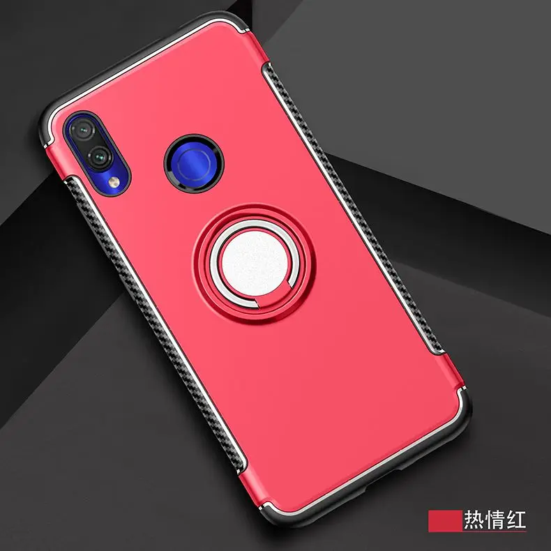 Чехлы для xiaomi redmi note7 anillo de Metal soporte de coche из силикона для redmi note5 redmi note6 - Цвет: red