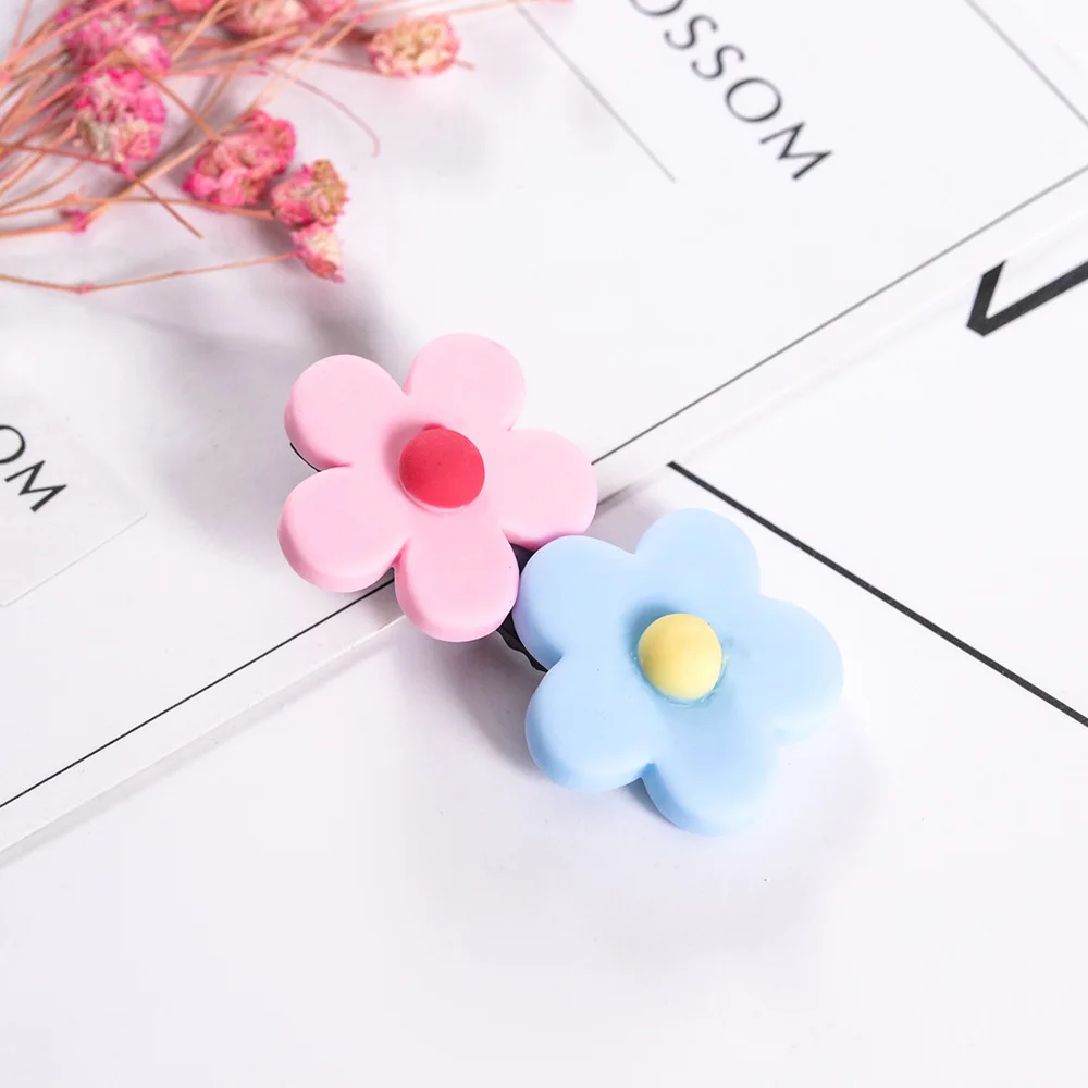 Sky blue Pink Заколки для волос для маленьких девочек яркие цвета цветок шпильки зажимы для волос Утконос головные уборы милые аксессуары для волос заколки для волос для девочек вечерние - Цвет: Sky blue Pink