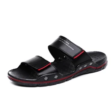 Брендовые Летние кожаные тапочки для мужчин; удобная дышащая пляжная обувь; повседневная обувь