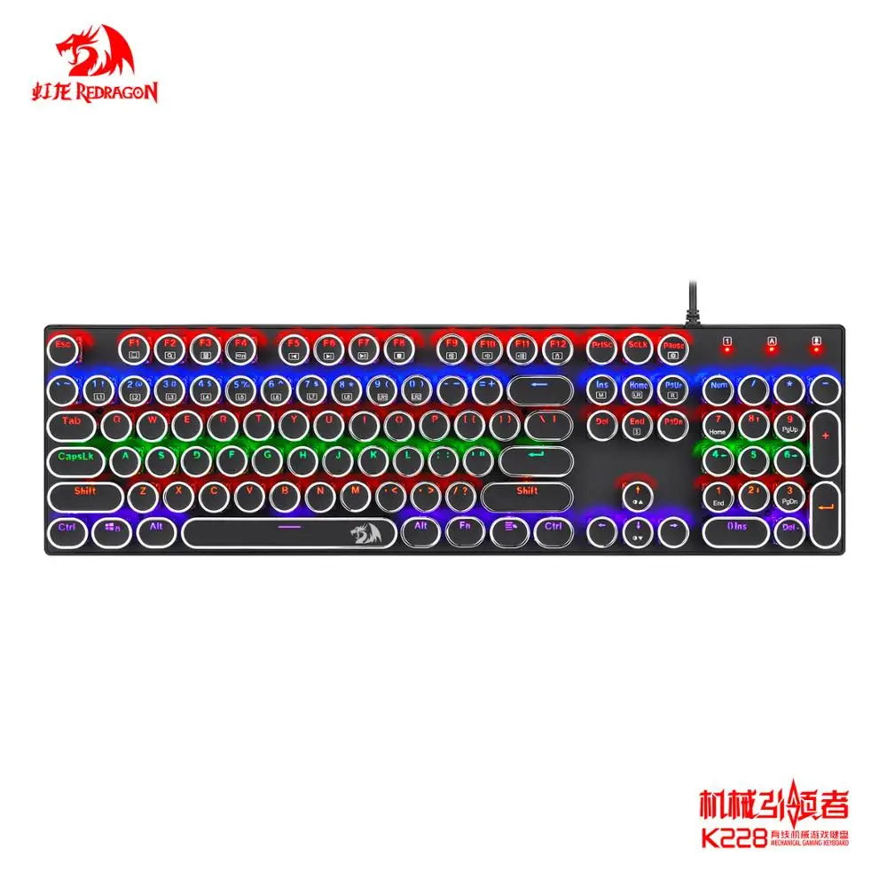 

Redragon Typewriter Retro Keyboard Mechanical Switches Led Backlight 104 Keys Mechanical Keyboard K228