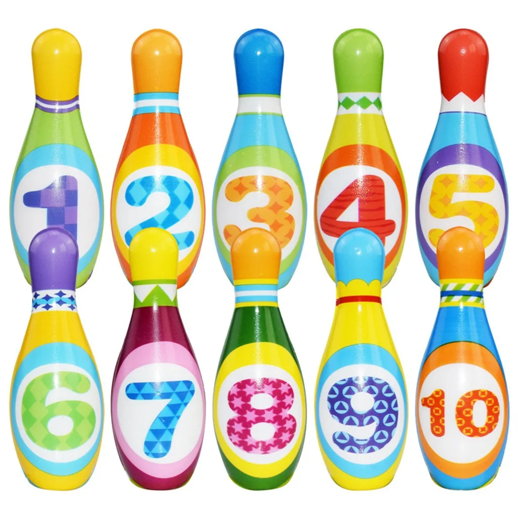 10 Pieces Bowling Set Toy Colorful Soft Foam Bowling Pins With 2 Ball Indoor Outdoor Toys Toss Party Fun Family Game Gifts